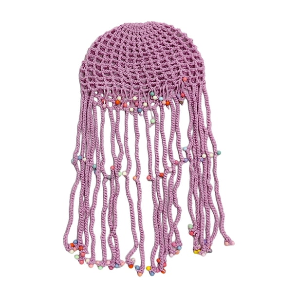 Sombrero De punto para Fiesta Yinane Crochet Beanie Cap Borla Decorativo Rosa