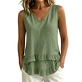 thumbnail image 2 of Favoffer Women's Tank Tops V Neck Sleeveless Ruffle Hem Casual Loose Fit Blouses Lightweight Summer Tops for Brunch Dating Casual Weekend, 2 of 9