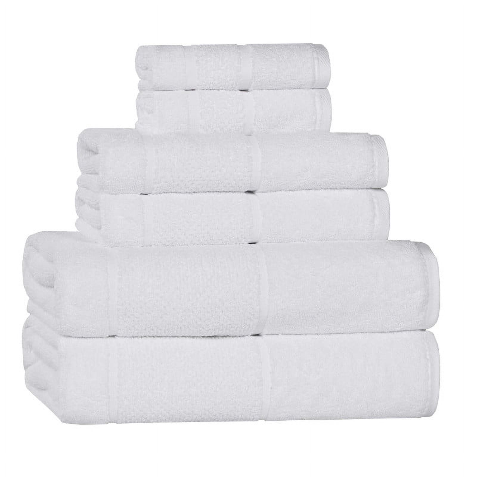 Superior Mile Smart Twist Cotton Medium Weight 6 Piece Towel Set, Ultra Absorbant Towels, White