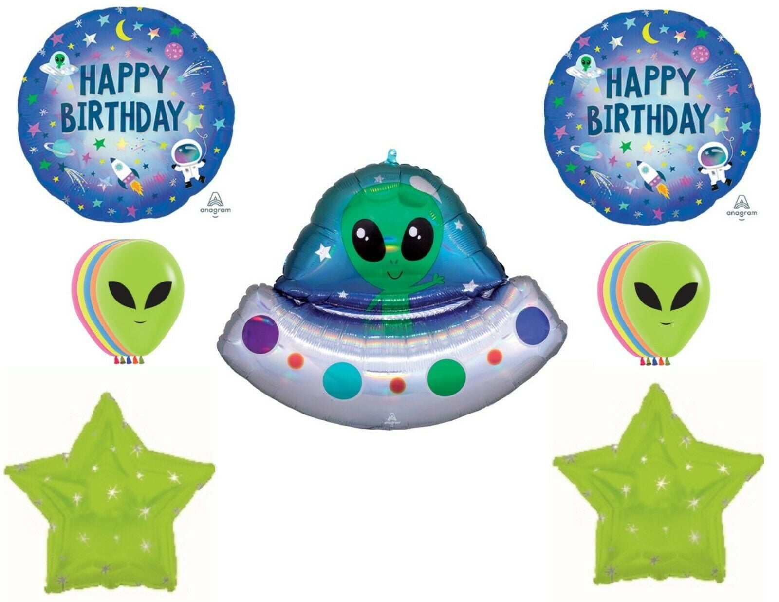  Space Alien 5th Birthday Party Supplies Balloon Bouquet  Decorations : Toys & Games