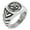 Silver, variant on Stainless Steel Koi Fish Yin Yang Chevron Pattern Biker Style Polished Ring