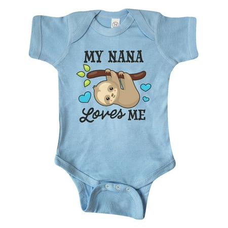 

Inktastic My Nana Loves Me with Sloth and Hearts Gift Baby Boy or Baby Girl Bodysuit