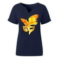 thumbnail image 5 of Craaazy Mardi Gras Shirts for Women Short Sleeve Casual Carnival Printed V-neck T-shirts Gifts, 5 of 6