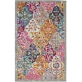 thumbnail image 2 of 4â€™ Round Muted Brights Floral Diamond Area Rug, 2 of 29