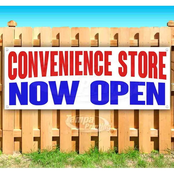 Convenience Store Now Open 13 oz Vinyl Banner With Metal Grommets