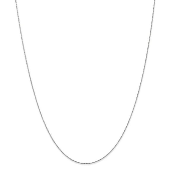 14K White Gold necklace Spiga (Wheat) chain Pendant Round Diamond-cut 14 in 0.8 mm