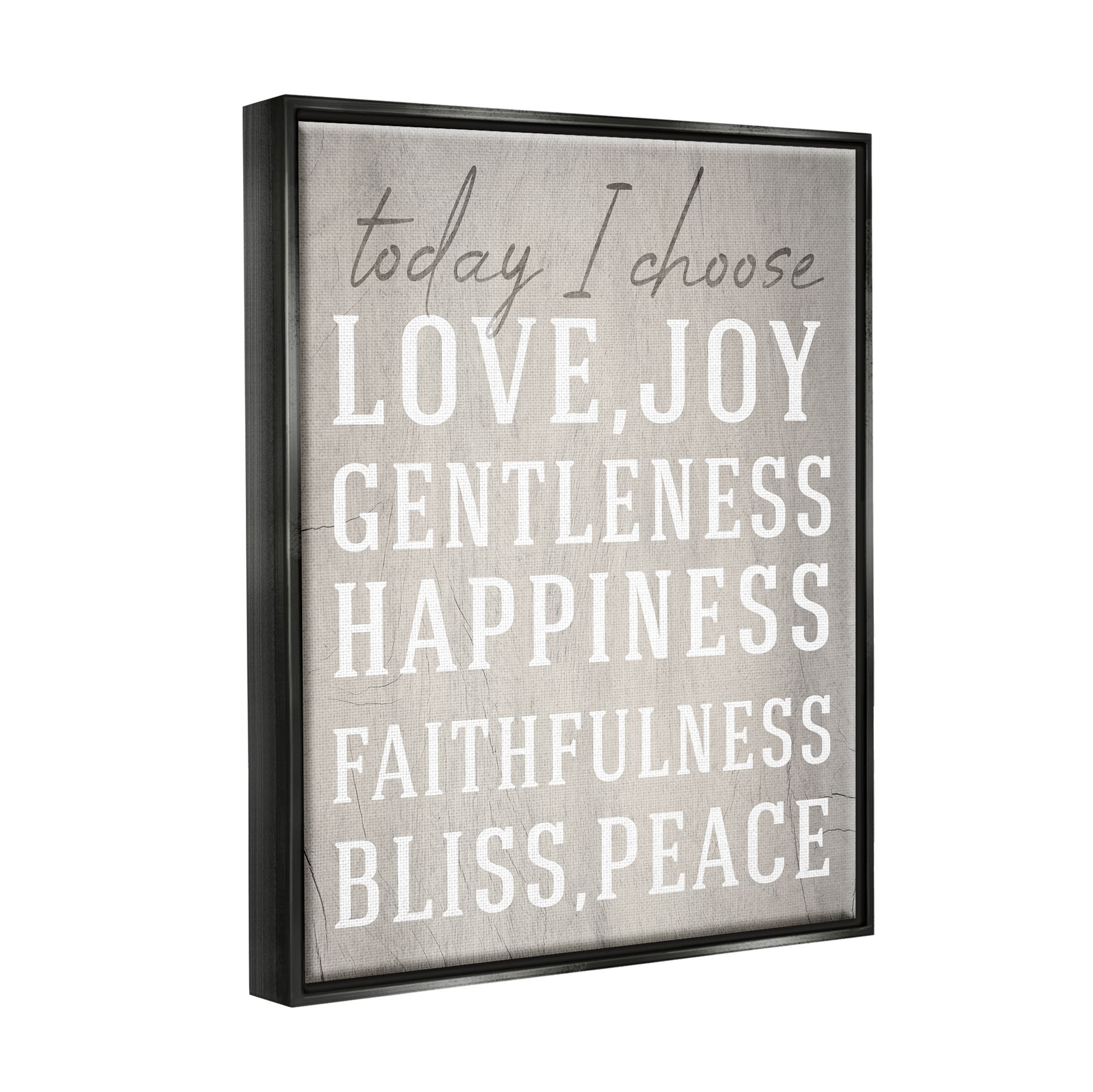 Stupell Industries Today I Choose Uplifting List Graphic Art Jet Black Floating Framed Canvas Print Wall Art, Design by Lil' Rue