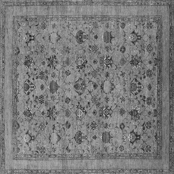 Ahgly Company Indoor Square Oriental Gray Industrial Area Rugs, 7' Square