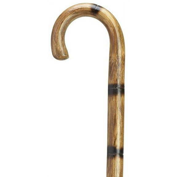 Walking Cane Unisex Round Nose Crook Cane Stepped Scorched Stain