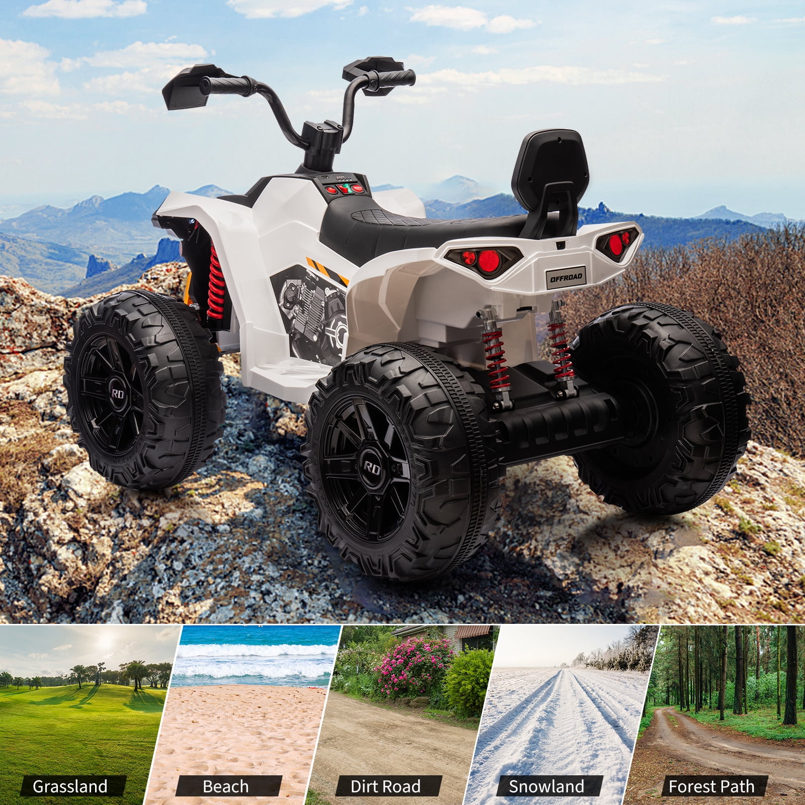 24V 2-Seater Electric Kids ATV Ride-On Car – Dual 550W Motors, Off-Road 4-Wheeler, 14.4'' Wheels, LED Lights, Music, High/Low Speed, For Boys & Girls Ages 3-8