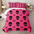 thumbnail image 2 of Homewish Spooky Skull Quilt Full,Happy Halloween Full Bedspread Sets,Hot Pink,3pcs, 2 of 7