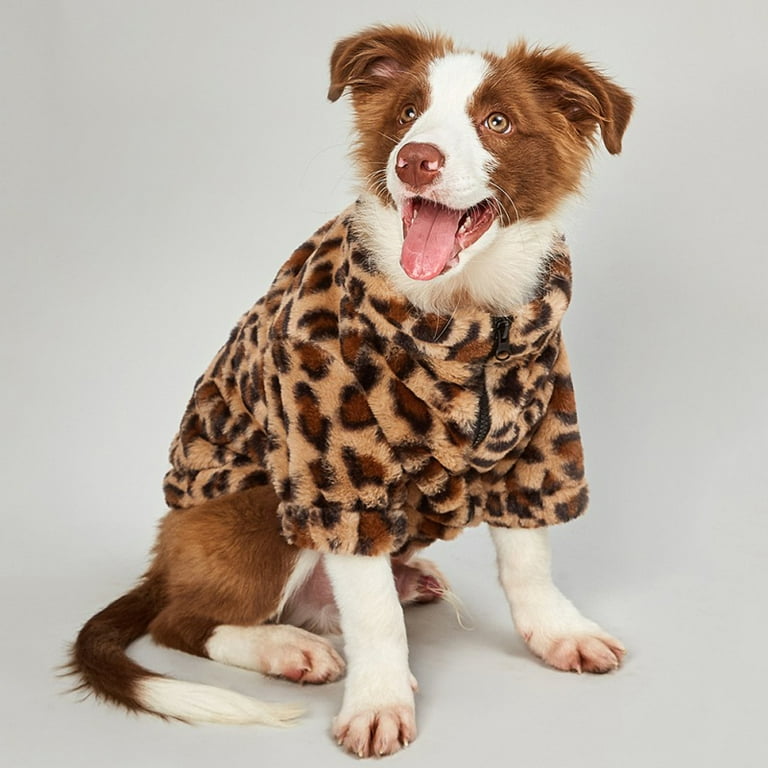 Zupora Plush Pet Clothes Leopard Print Knitwear Warm Pet Dog Sweater Coat Soft Pup Chihuahua Dogs Shirt Jacket Winter Puppy Doggy Sweater Pet Apparel Outfit for Small Medium Dogs XS 2XL Walmart