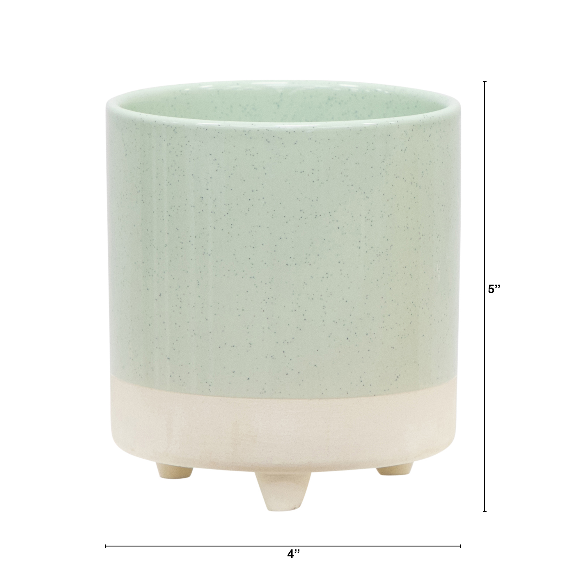 Mainstays 5-Inch Two-Tone Green Ceramic Footed Planter photo 4