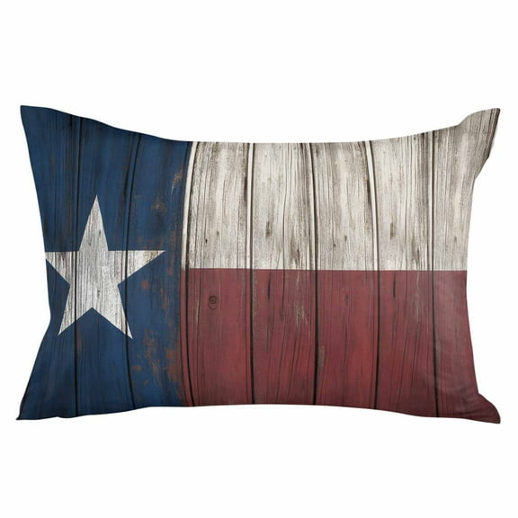 Texas Stars Throw Pillow Cover 24 x 36 Inch Decorative Pillow Cover Navy Blue Red Retro Gray Wooden Lumbar Pillowcase Seasonal Rectangle Cushion Case for Couch Sofa Bed Living Room