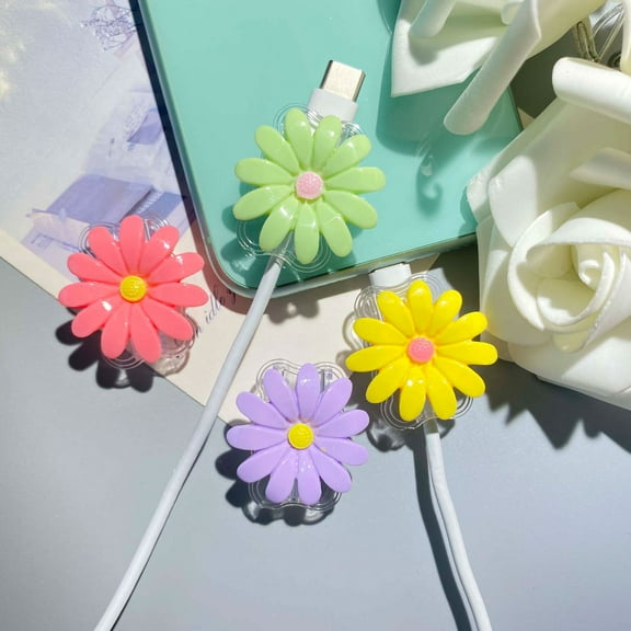 Tianyeda 4pcs Flower pattern Phone Charger Protectors