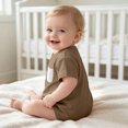 thumbnail image 5 of Newborn Baby Soft Bodysuit Short Sleeve Crewneck Onesie Infant Boys Girls Summer Comfortable Breathable Outfits Brown 6-9 Months, 5 of 6