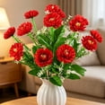 thumbnail image 3 of Cemetery Flowers for Grave Artificial Memorial Flowers for Gravesite 17.7" Red Silk Peonies Fake Hydrangea Flowers Bouquet Faux Floral Arrangements for Outdoor Decor Kitchen Table Wedding, 3 of 7