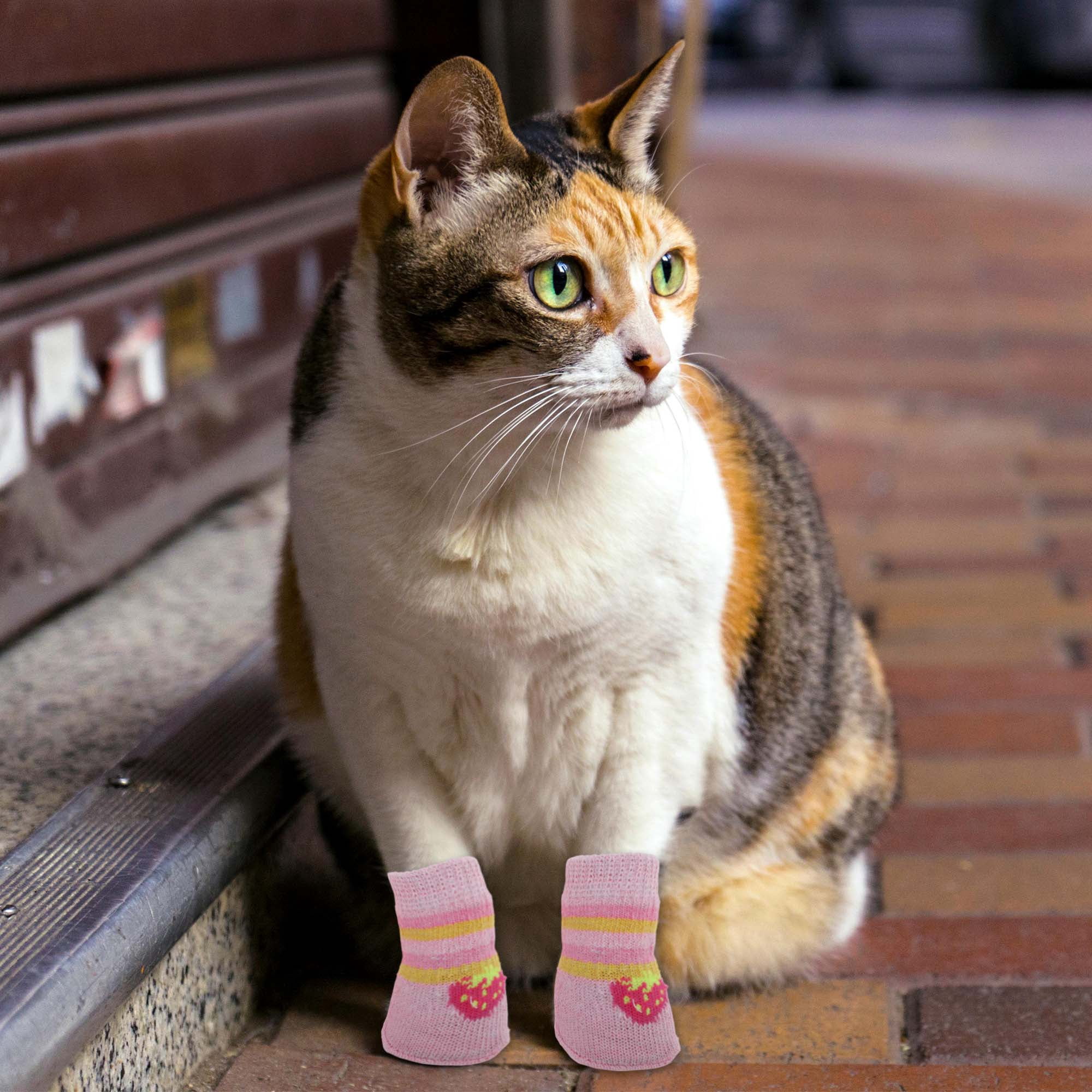 Unique Bargains Dog Socks Non-Slip Socks for Dogs and Cats Pink M