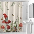 thumbnail image 2 of Dwarfs Mushrooms Shower Curtain, Spring Plant Leaf Butterfly Linen Waterproof Shower Curtain Set with 12 Hooks Lightweight Bath Curtains Fabric Bathroom Decor 36x72 Inches, 2 of 9