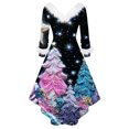 thumbnail image 5 of Christmas Dresses for Women Women's Fashion Elegant Autun And Winter Long Sleeve V-Neck Christmas Print Dress for Holiday Party,Black,L, 5 of 5