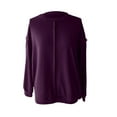 thumbnail image 4 of Women's Exposed Seam Loose Fit Pullover Knit Sweatshirt, Casual Stylish Comfortable Top with Breathable Fabric for Daily Wear, Lounge and Layering Purple XXL, 4 of 9