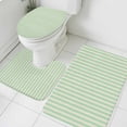 thumbnail image 3 of Sage Green Striped Bath Mat 3 Piece Bathroom Rug Set, Modern Simple Farmhouse Beige Non Slip Bath Rug Contour Mat and Toilet Lid Cover, Absorbent Shower Mats Soft Bath Rugs and Mats Sets, 3 of 8