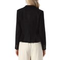 thumbnail image 3 of INSPIRE CHIC Faux Suede Jacket for Women's Notched Lapel Button Down Pockets Slim Fall Winter Cropped Blazer XS Black, 3 of 6