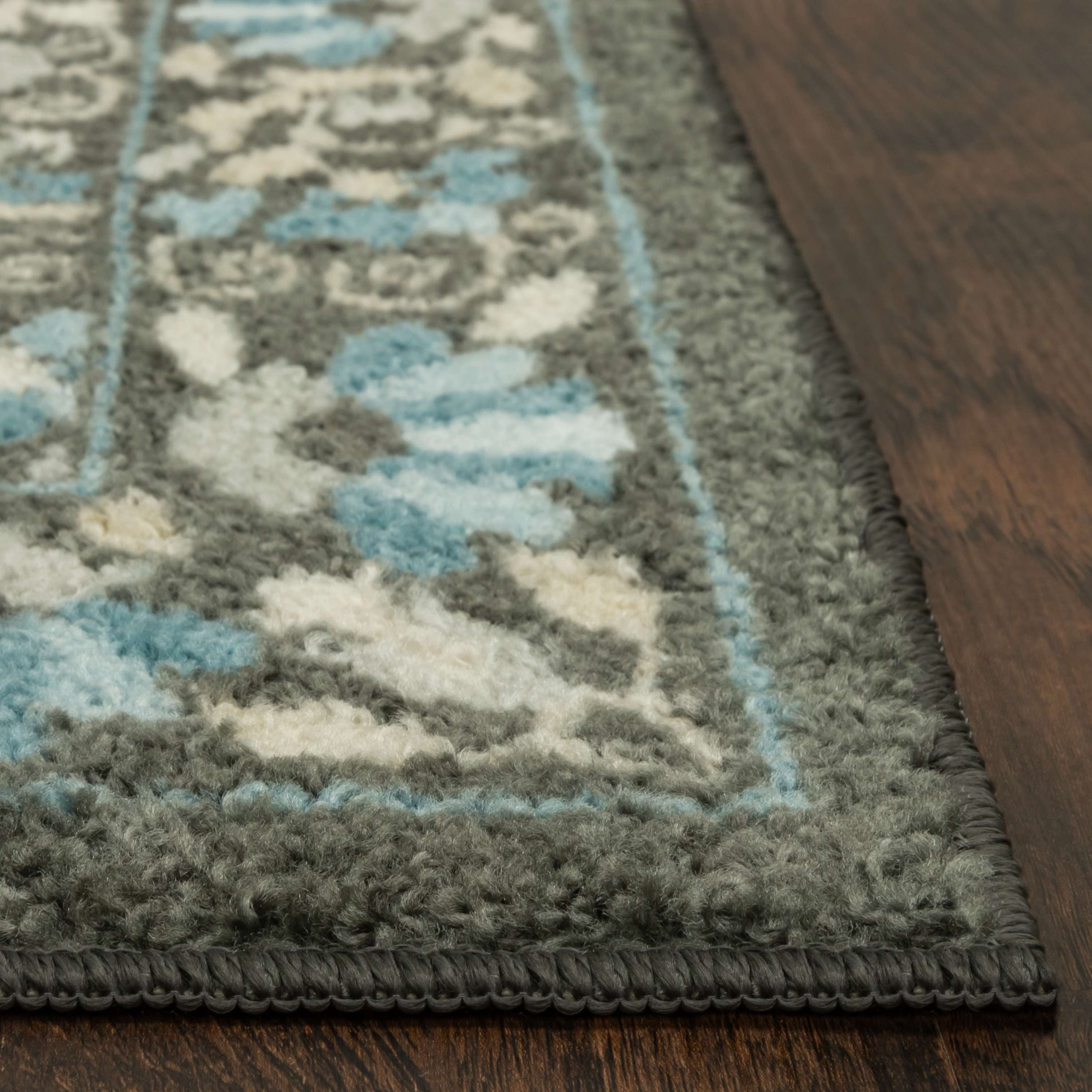 (2 pack) Mainstays Bright Persian Medallion Gray Blue Indoor Area Rug, 4'x5'4"