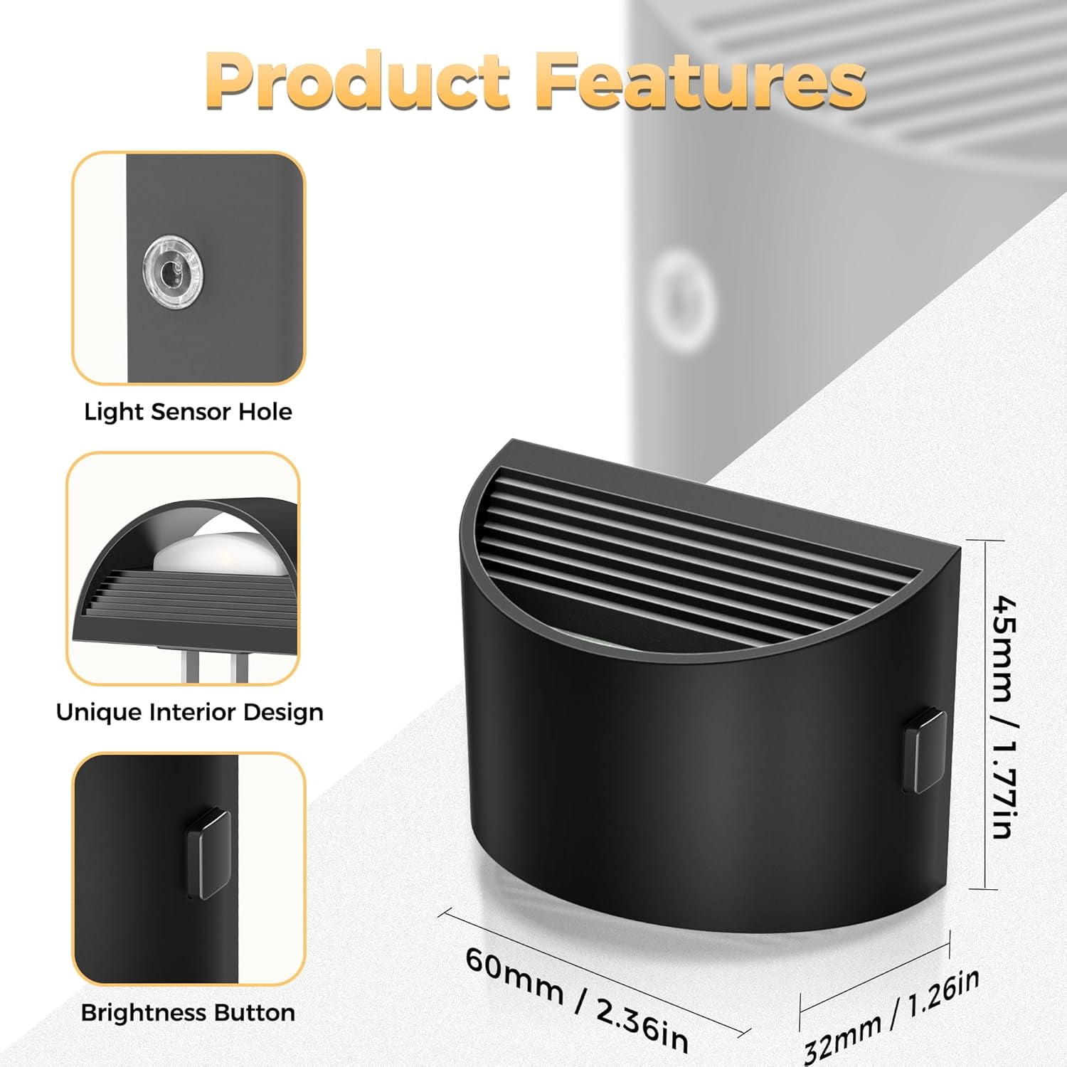 LED Night Light[2 Pack] Lights Plug into Wall 3 Level Brightness Adjustable in Light Dusk to Dawn Sensor Nightlights for Adults Bedroom Bathroom Hallway 3000K