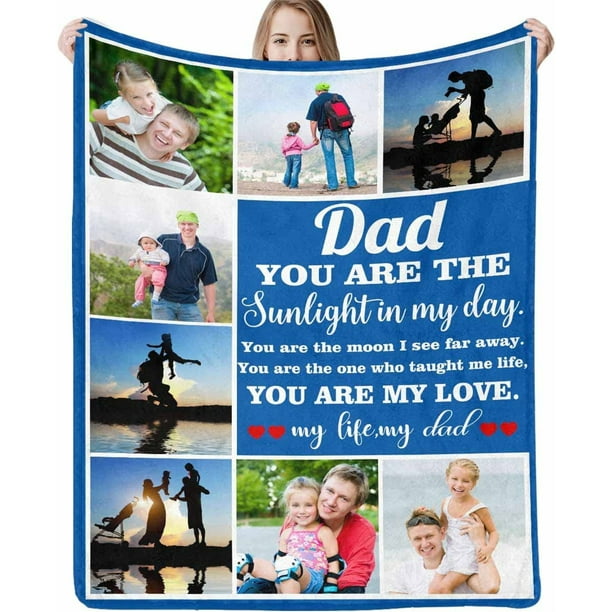 Custom Photo Blankets with Your Pictures Personalized Throw Blanket for Dad Birthday Father's
