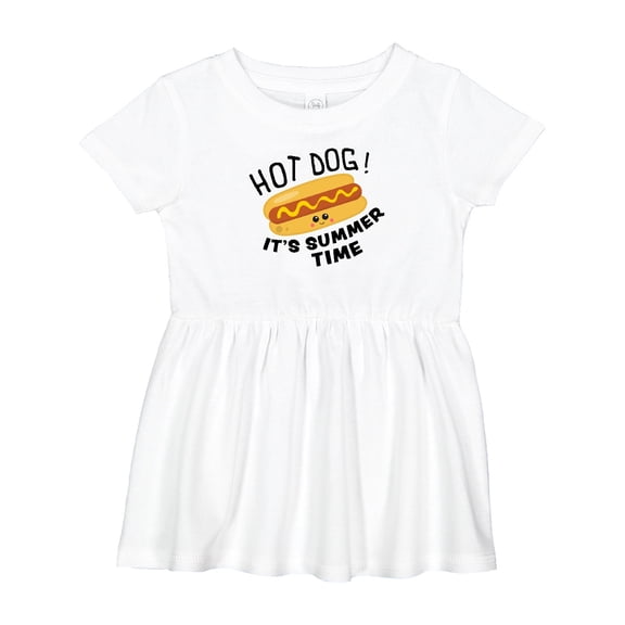 Inktastic Hot Dog It's Summer Time Cute, Smiling Hot Dog Girls Baby Dress