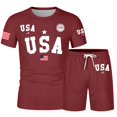 thumbnail image 4 of IWRICH Men's Independence Day 4th of July Outfits USA Flag Patriot Short Sleeve Shirts and Shorts Set 2 Piece Athletic Jogging Tracksuits Brick Red XXXL, 4 of 4