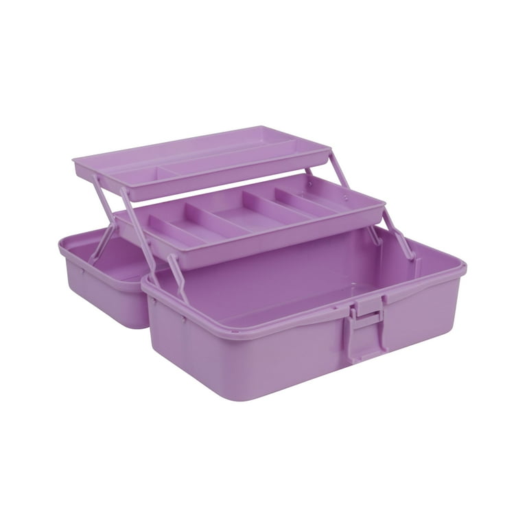 Everything Mary 3-Layer Storage Box, Purple - Foldable & Portable Tool Box for Art & Craft Supply