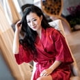 thumbnail image 5 of Summer Champagne Chinese Bride Wedding Robe Satin Sleepwear Women Nightgown Sexy Nightdress Lady Kimono Bathrobe Gown Negligee, 5 of 7