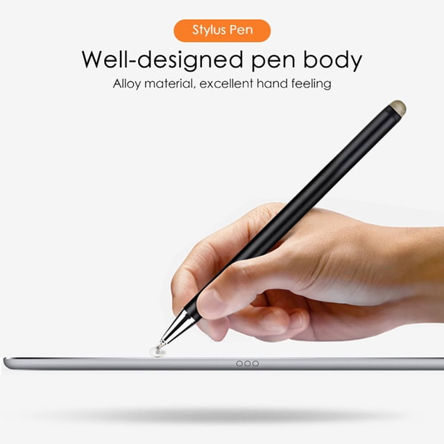 Injueey Bolígrafos de dibujo táctiles universales para tableta, lápices de pintura de cabeza redonda para escribir, lápices de acero inoxidable para Electrónica Negro