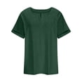 thumbnail image 4 of vigerkar Summer Cotton Plus Size Tops for Women Trendy Short Sleeve V Neck Loose Blouse Workout Basic Comfy T Shirts Tees (Dark Green, XL), 4 of 5