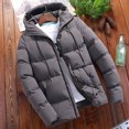 thumbnail image 2 of Men's Winter Coat with Hood for Outdoor Activities and Casual Wear Windproof Loose Fit Jacket Top Blouse for Autumn Cold Weather, 2 of 3