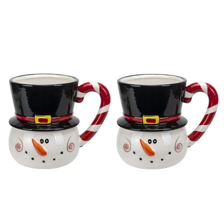 100 North Snowman White 19 ounce Dolomite Ceramic Christmas Coffee Mugs Pack of 2