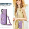 thumbnail image 4 of for Samsung Galaxy S22 Crossbody Wallet Case for Women, Bling Glitter PU Leather Phone Case with RFID Blocking Card Holder Cover for Samsung Galaxy S22 SZ Purple, 4 of 18