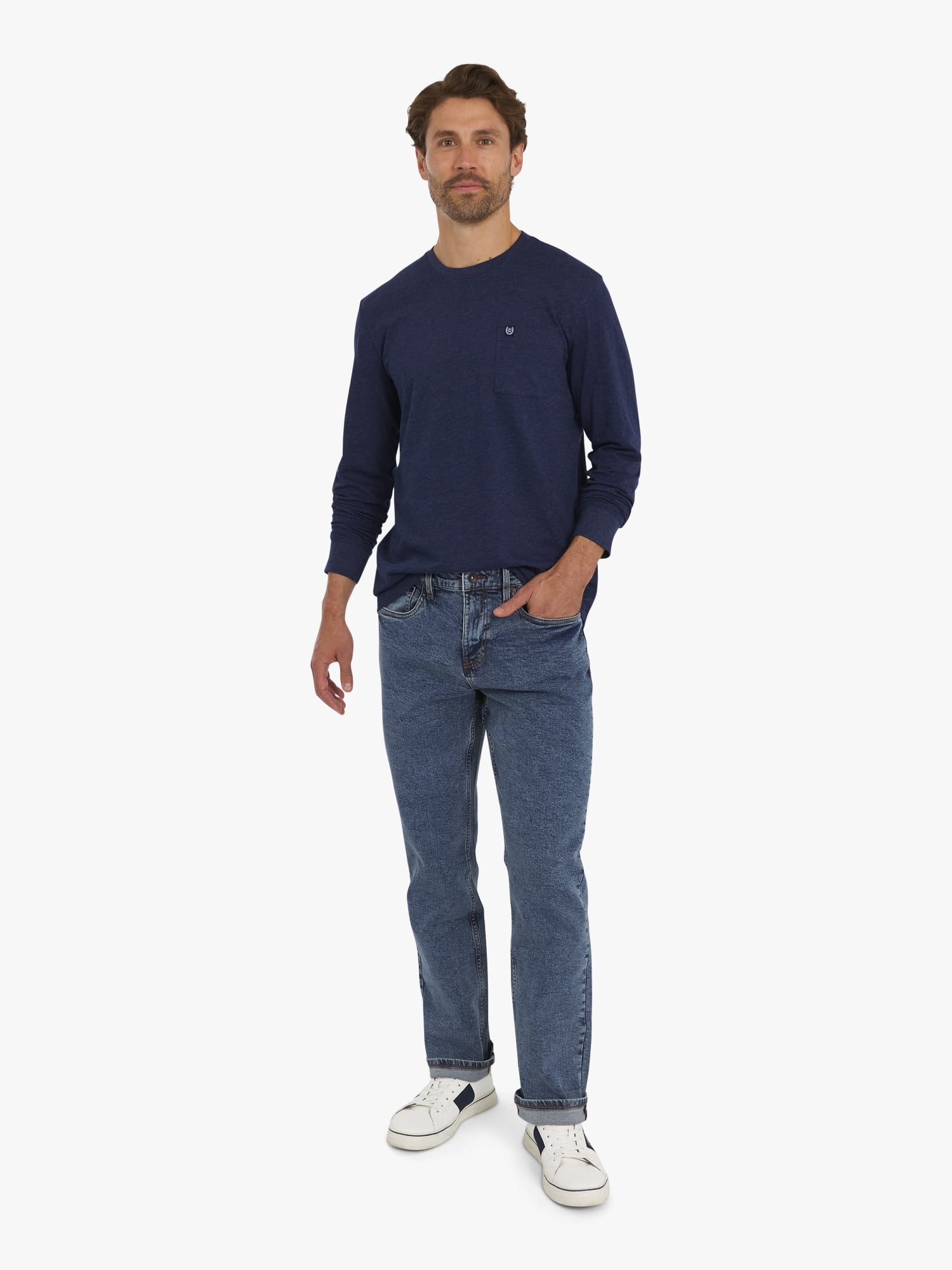 Chaps Men's & Big Men's Long Sleeve Slub Tee, Sizes S-3XL
