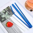 thumbnail image 2 of Gallickan 3 Pcs Reusable Metal Straws with Brush, Stainless Steel Drinking Straws with 2 Cleaning Brushes & 1 Portable Bag- Perfect for 30 oz and 20 oz Tumblers, Blue, 2 of 3