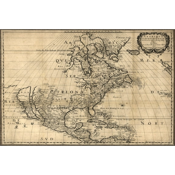 24"x36" Gallery Poster, map of north america pre united states 1650