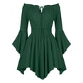 thumbnail image 5 of WOYY Little Girls Off The Shoulder Medieval Dress Bell Sleeve Asymmetrical Swing Dresses, Green, 5 of 5