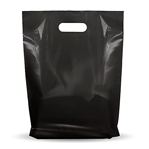100 Plastic Bags Lot Shopping Gift 13" 33cm Black Dots 