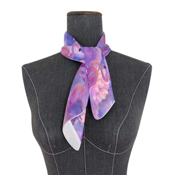 Square Scarf 24x24 Inch Elegant Watercolor Flamingos Silky Satin Sun Protection Neck Scarf for Women Multi-Purpose Head Wrap Bandana for Hair Bag Decoration