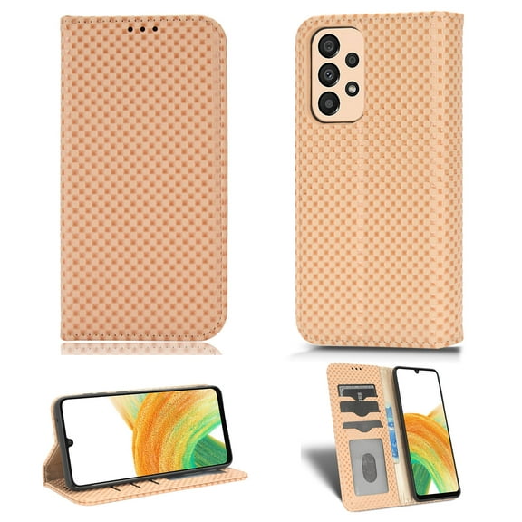 Dteck Samsung A33 Case 5G, Galaxy A33 Wallet Case, Slim Luxury Magnetic Premium PU Leather Credit ID Card Pocket Stand Holder Flip Phone Cover For Samsung Galaxy A33 5G, Beige