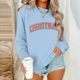 thumbnail image 4 of Lovskoo Christmas Vibes Sweatshirt Women Merry Christmas Shirt Xmas Long Sleeve Shirt Winter Holiday Sweatshirts Light Blue, 4 of 5