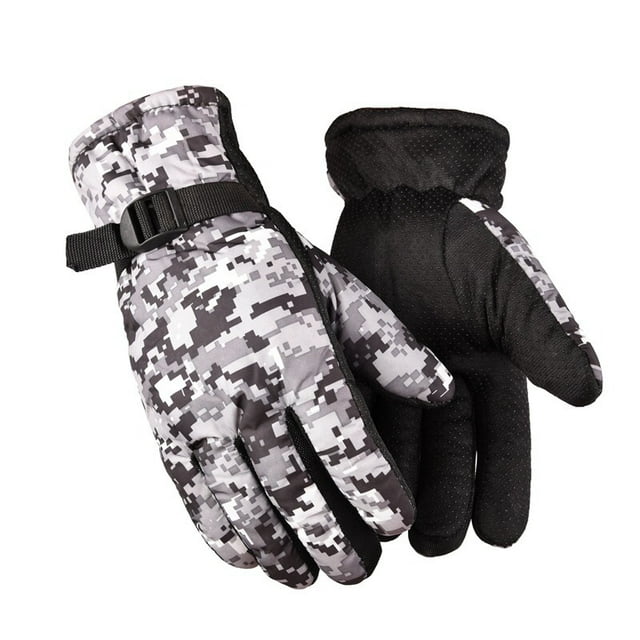 Guantes de algodón grandes para hombre, de camuflaje de invierno, impermeables, gruesos, cálidos, con palma antideslizante y para motocicleta