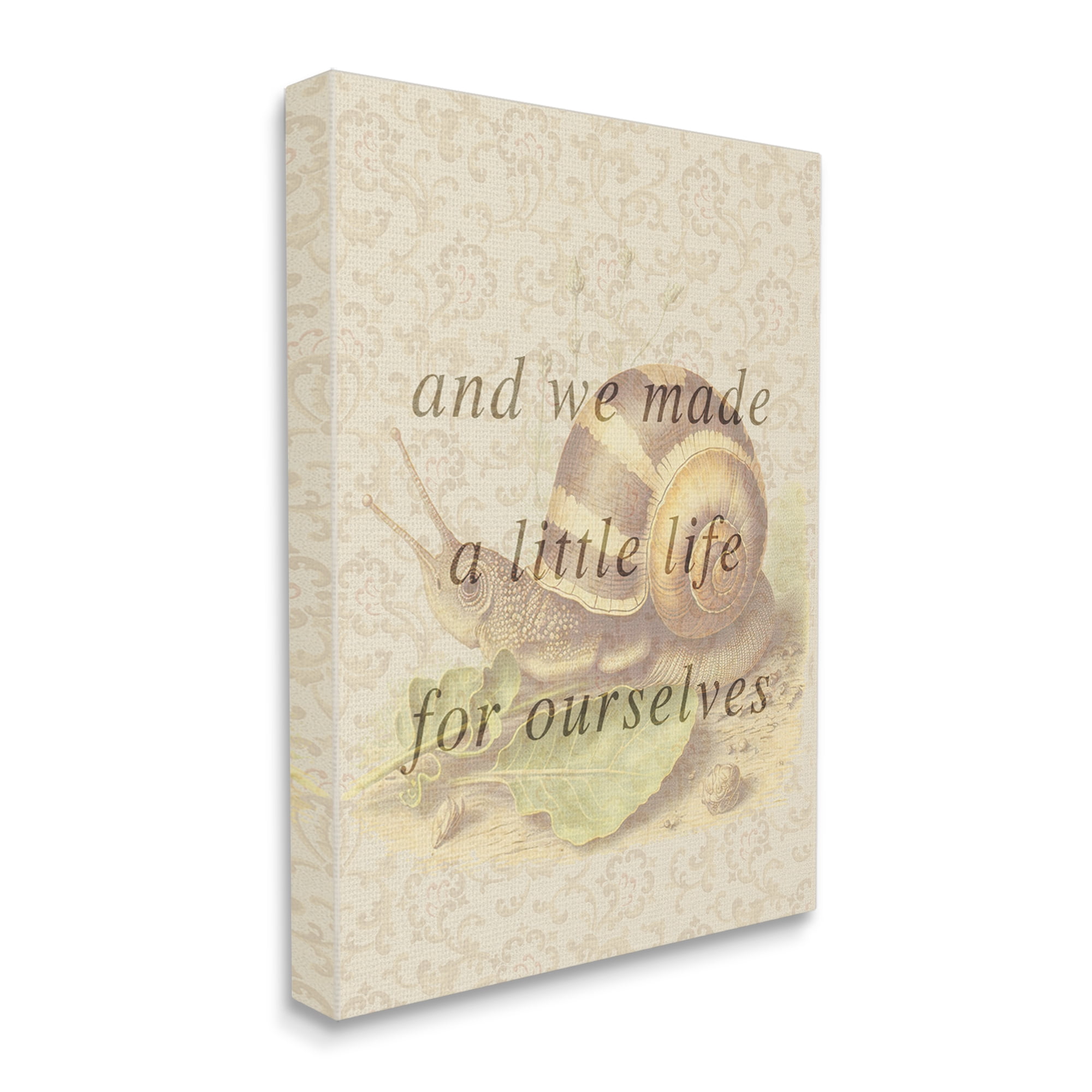 Stupell Industries Vintage Phrase with Snail Animals & Insects Painting Gallery Wrapped Canvas Art Print Wall Art, 16 x 20