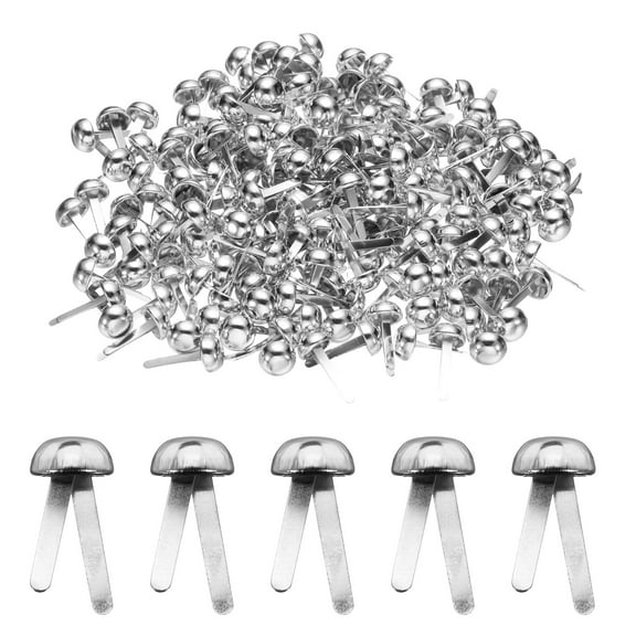 Uxcell 100pcs Brads Paper Fasteners, 8mm x 17mm Metal Paper Crafts Brads, Small Round Brass Split Pins, Silver
